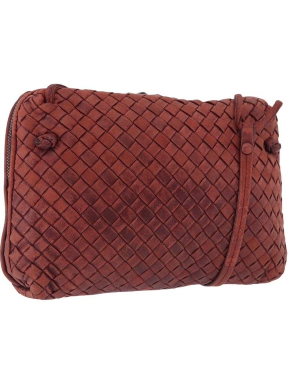 BOTTEGA VENETA INTRECCIATO Shoulder Bag Leather Red Silver